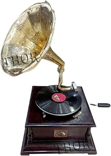 Miniatura 2 de Sistema de altavoces estéreo de madera del reproductor de discos de vinilo del tocadiscos del fonógrafo del fonógrafo del gramófono