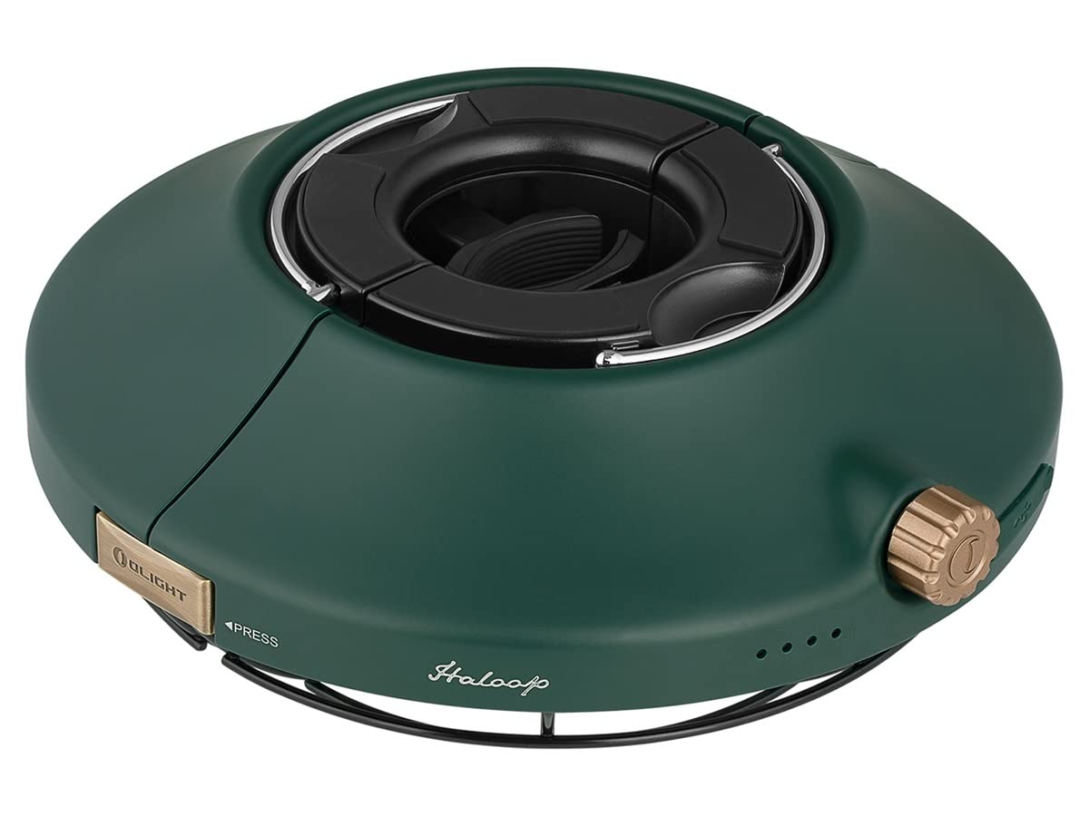 OLIGHT Haloop, Lámpara recargable para jardines y camping, Luz LED 360º (VERDE FORESTAL)