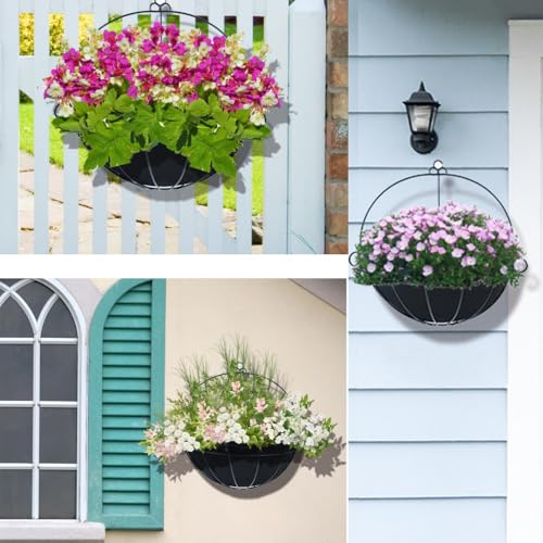 Naisfei 3 Stück 35,6 cm Pflanzkorbeinlagen, Filz, Ersatz-Kokosnuss-Auskleidung für Wandmontage, Pflanzgefäß, Gartenzaun, Blumenkörbe, Topf (schwarz)