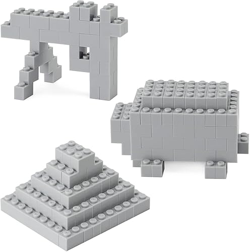 Miniatura 4 de Feleph Ladrillos 1x2 a granel de 450 piezas de color gris claro clásico piezas básicas construcción juego creativo bloques accesorios de juguete