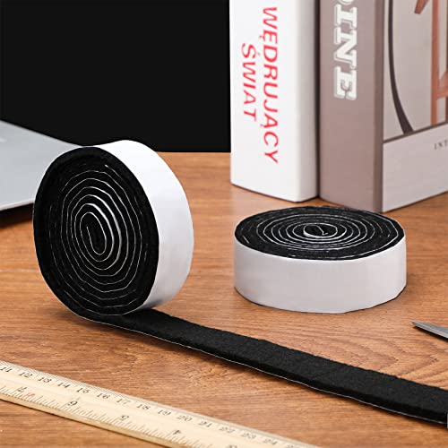 Image of Shappy 2 Packs Felt Strips with Adhesive Backing Felt Tape Roll Non Slip Self Adhesive Cuttable Furniture Pads for Protecting Hardwood Floors, Chairs, Wall(Black,120 x 1 x 0.12 Inch)