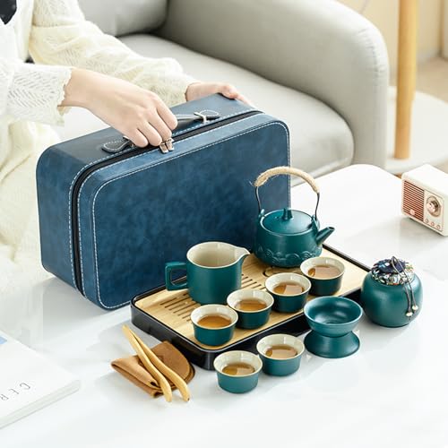 Chinese Tea Set 14 Pcs Ceramic Japanese Gongfu Tea Set with 230ml Teapot