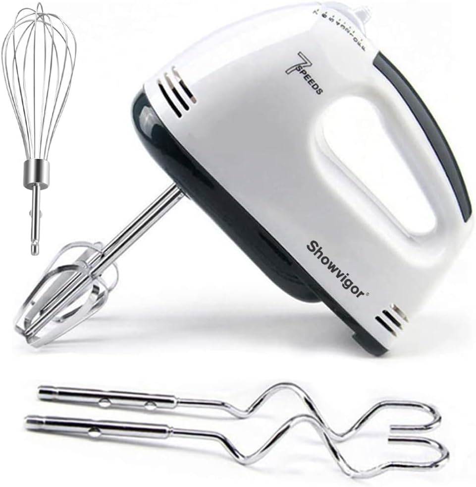 Electric Hand mixer - 7 Adjustable Speed 180W Handheld Mixer Electric Whisk with 5 Stainless Steel Accessories, Turbo Boost/Self-Control Speed + Eject Button Food Beater for Cakes Eggs