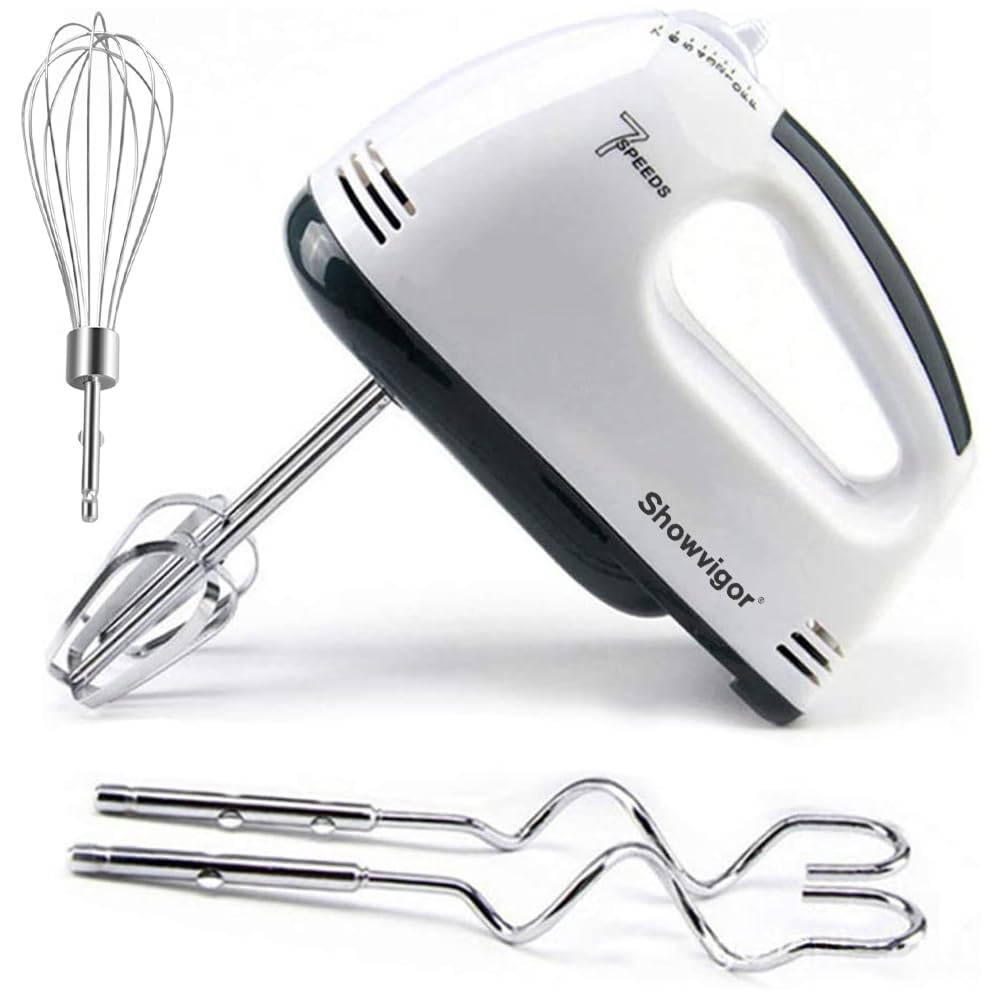 Showvigor Electric Hand mixer - 7 Adjustable Speed 180W Handheld Mixer Electric Whisk with 5 Stainless Steel Accessories