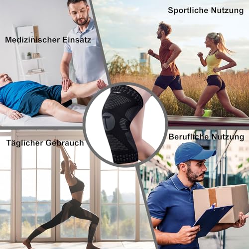 Teylam Kniebandage für Männer/Damen 2er set, Medizinisches knieschoner für Meniskusriss, Arthritis, ACL, Kompression bandage knie für Basketball, Volleyball, Yoga, Laufen, Rechts & links Bein tragbar