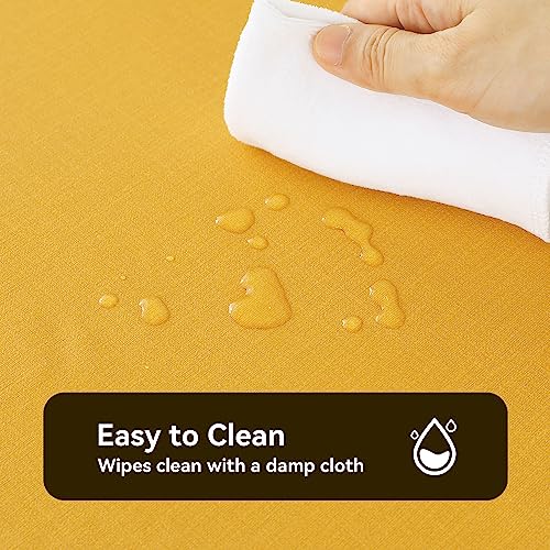 Image of Romanstile Halloween 100% Waterproof PVC Tablecloth, Rectangle Oil Spill Proof Stain Resistant Vinyl Table Cloth, Wipe Clean Plastic Table Covers for Kitchen /Dining /Parties - 54 x 78 Inch, Yellow