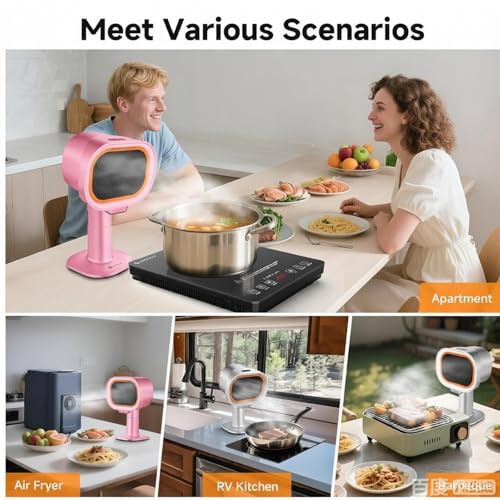 Image of Portable Range Hood - 6-Speed Adjustable Exhaust Fan with Telescoping Height & 60 T，PINK