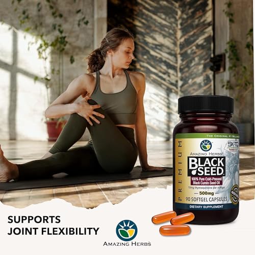 image for Amazing Herbs Premium Black Seed Oil Capsules - Gluten Free, Non GMO, 