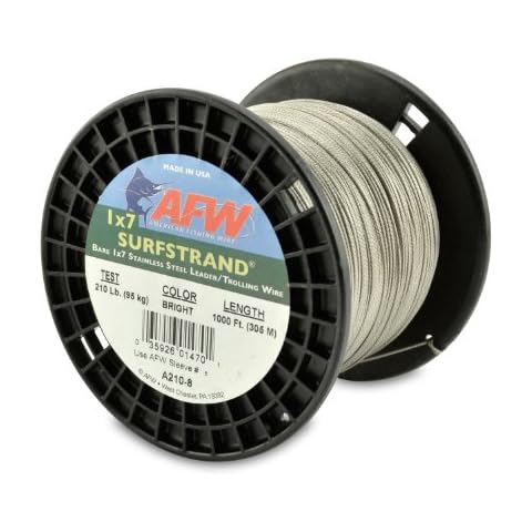 American Fishing Wire Surfstrand Bare 1x7 Stainless Steel Leader Wire, Bright Color, 135 Pound Test, 30-Feet Cover