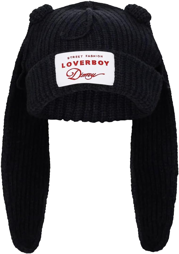 Cat Ear Beanie Cat Ear Hat Y2k Hat for Women Men Unisex Knit Beanies Soft Slouchy Warm Crochet Cap