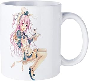 李塗装アニメメイドうさぎ耳少女マグカップ おしゃれ セラミック コーヒーマグ 創意コップ かわいい ティーカップ 330ML