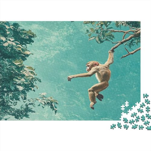 Monkey Jumps from Tree to Tree Jigsaw Puzzles. 1000pcs (75x50cm) Wildlife Whimsical Challenge Toy for Educational Games Gifts