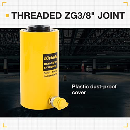 Image of 30T Hydraulic Cylinder Jack, 4 inch Stroke Single Acting Hollow Porta Power Ram for Machinery & Bridges