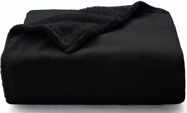 WAVVE Flannel Fleece Blanket Ash Black Single Size 130x150cm, Super Soft Sofa Throw, Cosy Fluffy Warm Solid Bed Couch Blanket Versatile Microfiber Blanket, 150x130cm