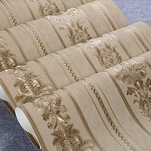 Dormitorio del Brillo del Oro Floral Beige Gris de Lujo del Damasco Papel Pintado con Textura de Vinilo Amarillo del Damasco de la Raya de Papel de Pared de la Sala Rollo Papel Tapiz