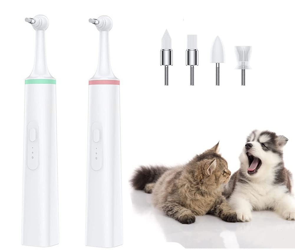 Cepillo De Dientes EléCtrico para Perros, Herramienta para Eliminar La Placa Dental De Las Mascotas Kit EléCtrico De 3 Modos De Trabajo Borrador De Dientes para Cachorros (2 Pcs)