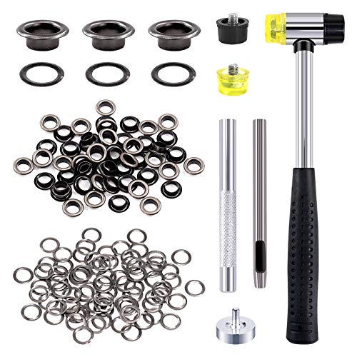 Rustark 200 Sets 1/4 Inch Black Grommet Assortment Kit with