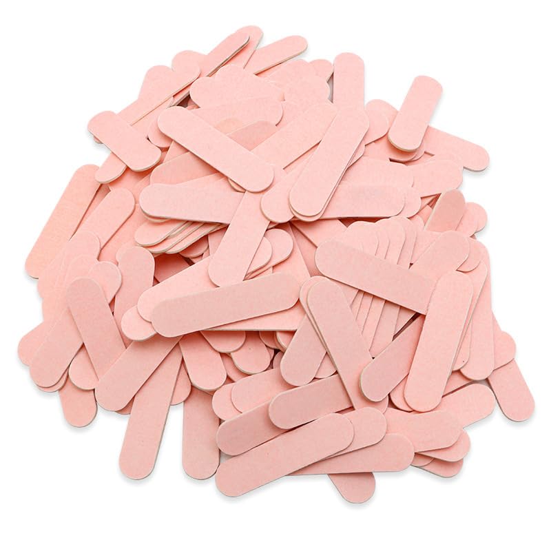 100 PCS Mini Nail Files Small Pink Nail Files Nail Filer Emery Boards for Nails Natural Disposable Nail File for Home Salon Use