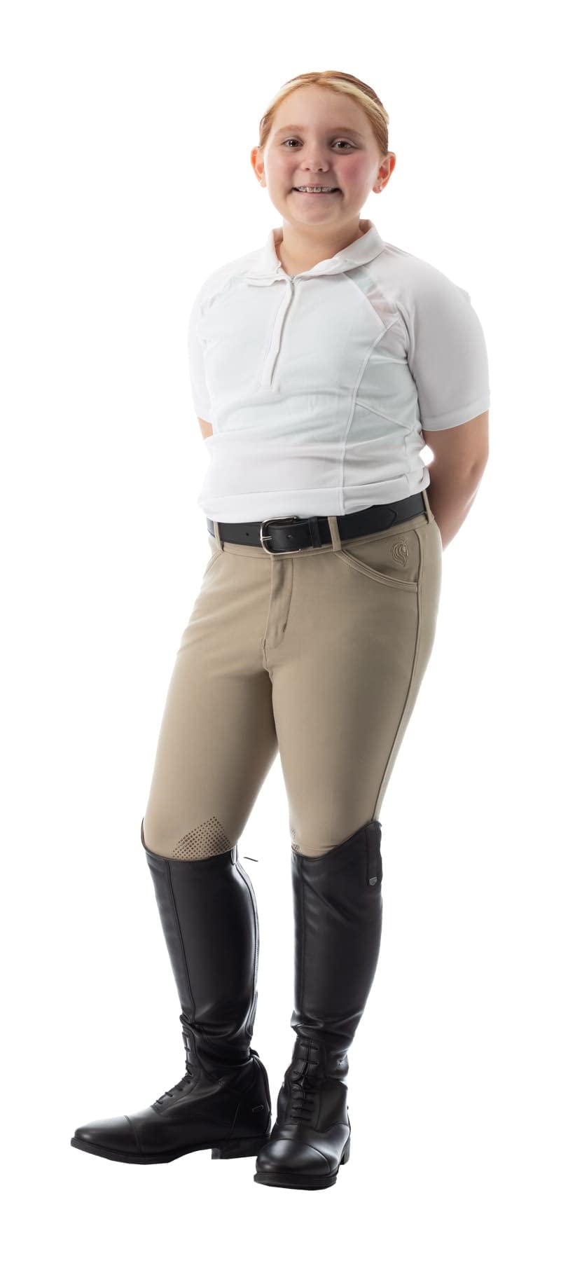 Equinavia Greta Kids Premium - Pantalones de equitación para niños | Pantalones de silicona con parche en la rodilla