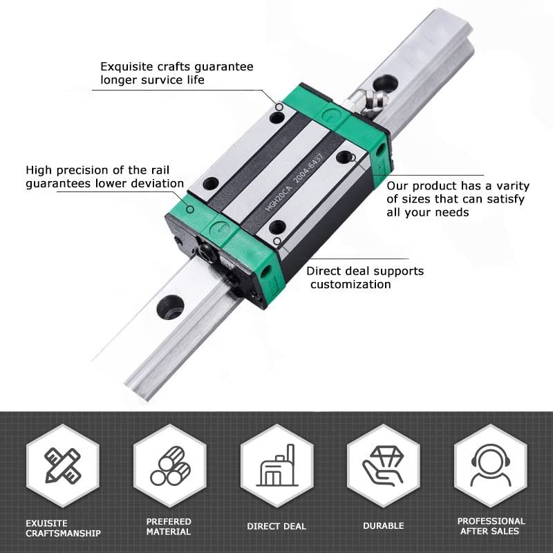 HGH15-30 Serie 100 200 300 400 500 600 700 800 mm Deslizador de guía lineal pesado Solo bloque 1PCS .-HGH30-HA, China, 300 mm