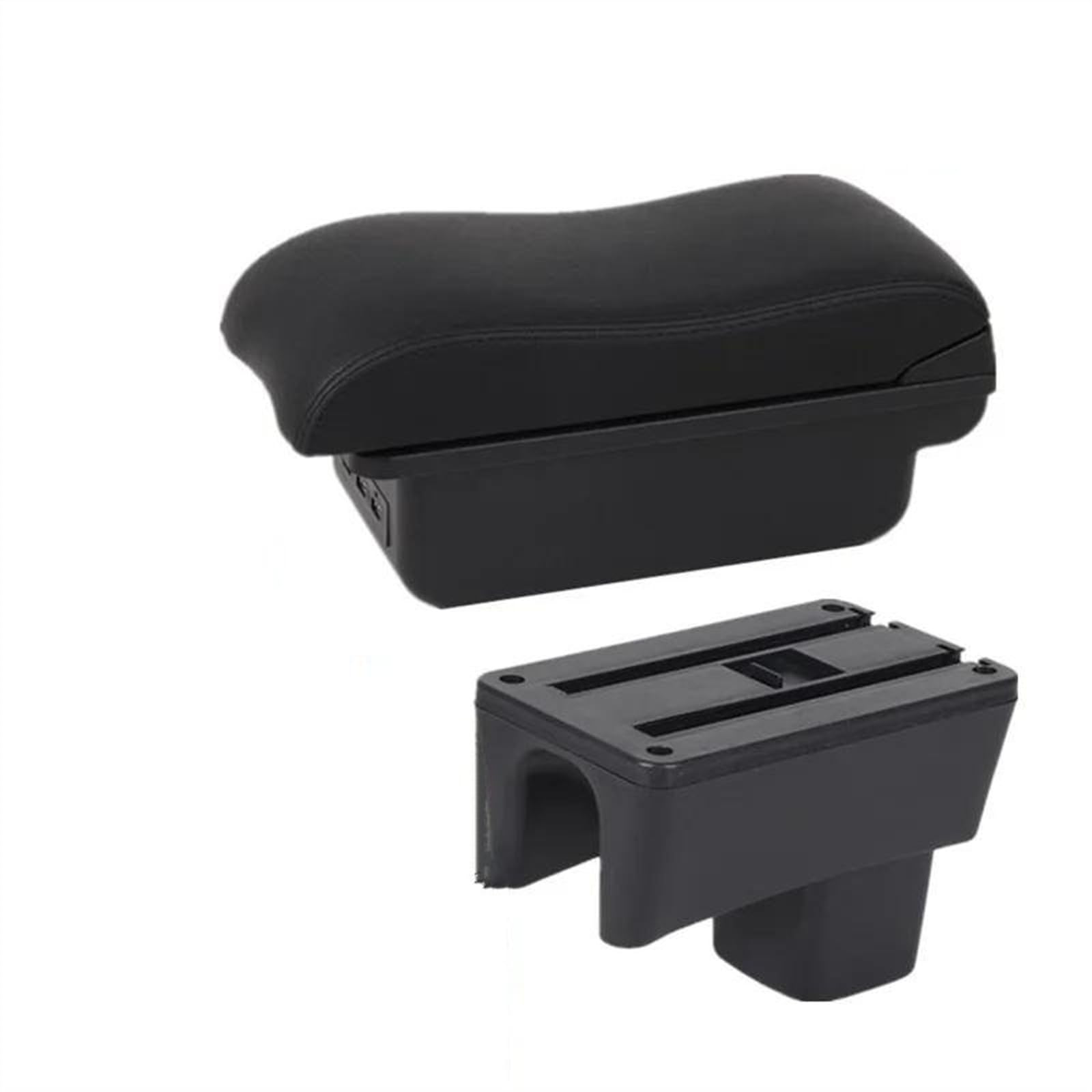 NOHEEU Armrest Box With Multifunctional Support PU Upholstered Car Interior Modification Accessories For Swift 2005-2024(B2 Black line 3USB)