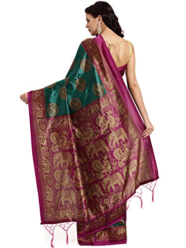 Image of Ishin Art Silk with Blouse Piece Saree (Ishinsc-Chotahathirama Turq Blue Free)