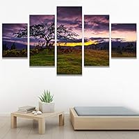 SIGNWIN 5 Panel Canvas Wall Art Modern Art Coastal Colorful Multicolor Photography Romantics Sunset for Home Decorations Ready to Hang - 60