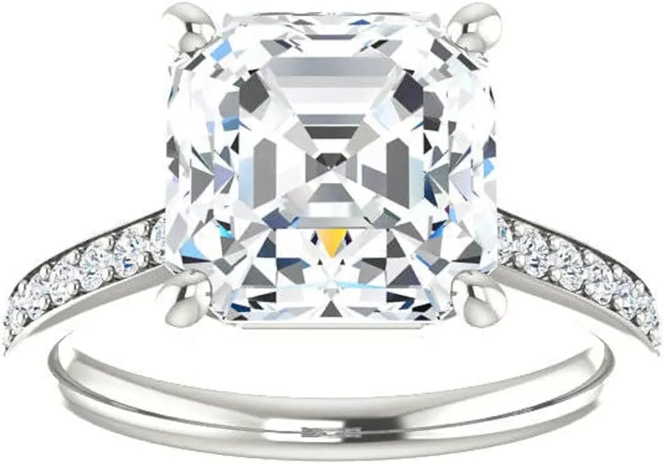 5 CT Asscher Infinity Accent Engagement Ring Wedding Eternity Band Vintage Solitaire Silver Jewelry Halo-Setting Anniversary Praise Vintage Ring Gift