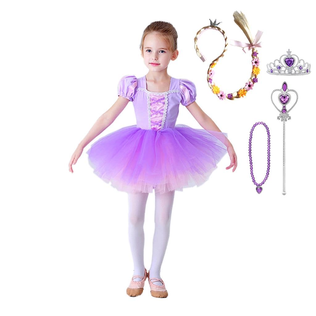 Lito Angels Princess Rapunzel Ballerina Costume Fancy Ballet Tutu Dress Dance Wear with Accessories for Kids Girls Age 7-8 Years