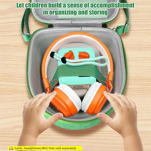 Image of Hard Case Compatible with Yoto Mini (2024 Edition), 3-in-1 Travel Bundle: Silicone Cover + Case with Shoulder Strap (Fits Mini Player & Headphones) + Up to 10 Card Holder for YOTO Cards (Green)