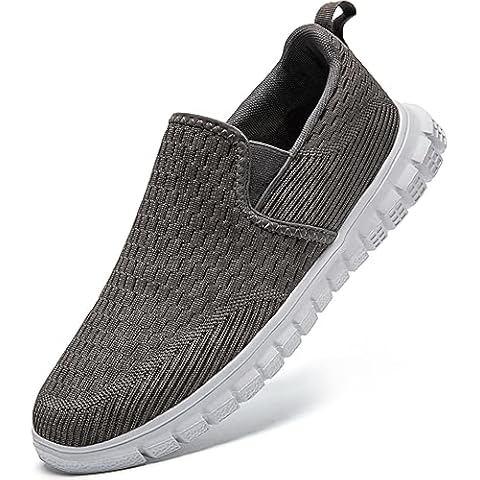 Linenghs Men's Slip On Sneakers Casual Loafers Comfy Lightweight Non-Slip Walking Shoes,Dark Grey,8 Cover