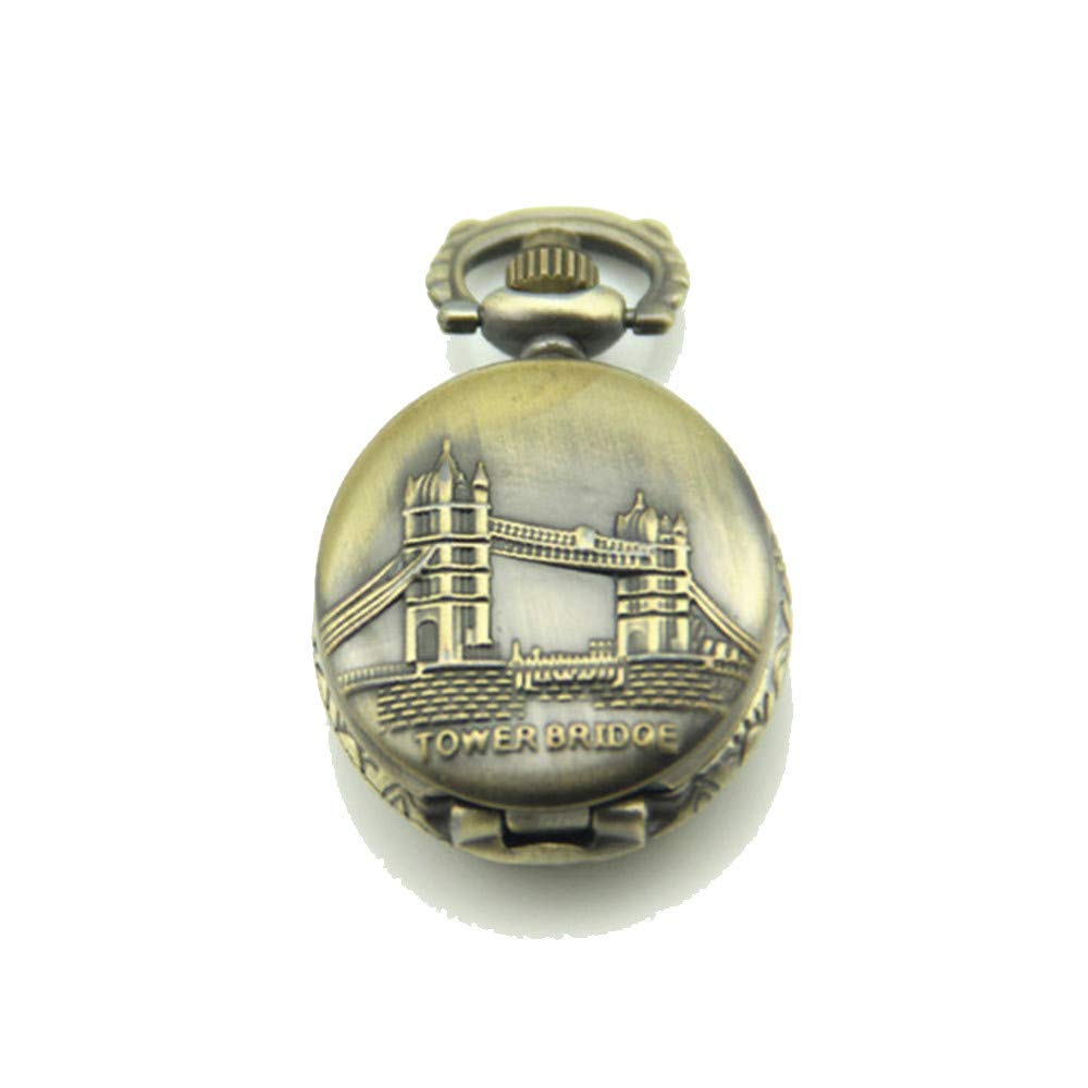 Montre de poche vintage et pendentif pont au design rétro élégant pour homme et femme