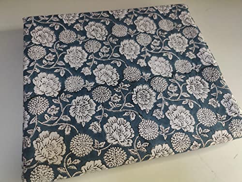 Image of Floral Printed Cotton Fabric Cloth Hand Block Print Fabric Women Material Running Jaipuri Hand Block Printed Women Dress Material Kurtis Natural 44 inch Inches Width 2.5 Meter (Pattern 11)