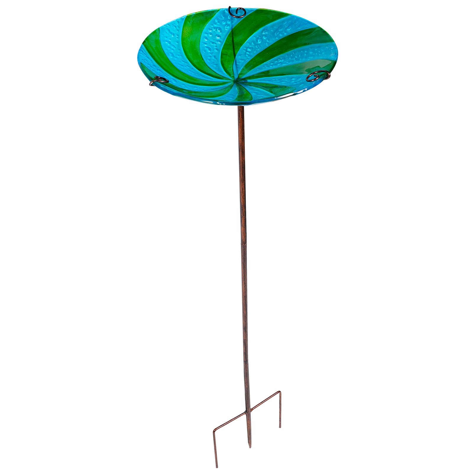 BETOOKY Abreuvoir à Oiseaux Extérieur en Verre et Fer avec Piquet, Bol Polyvalent pour Bain et Alimentation des Canaris et Perroquets Le Jardin