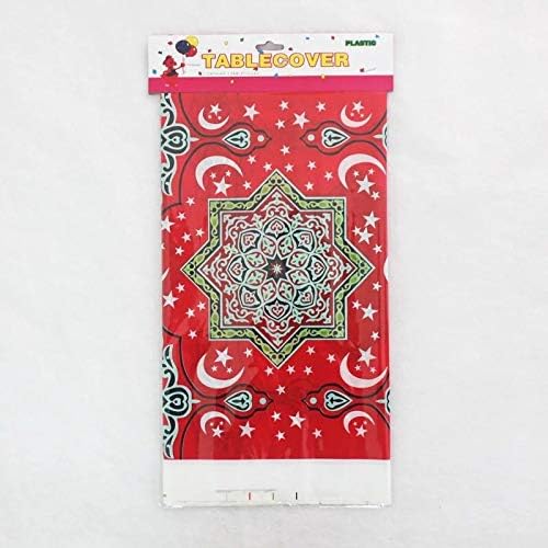 Ramadan Eid Mubarak Decorative Disposable Plastic Table Cover, Muslim Islamic Party Supplies, Choose Your Own Style & Quantity! (Burst, 4 Pack)