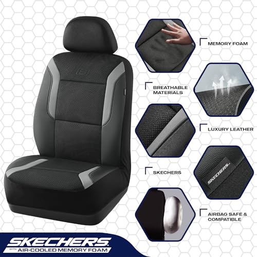 image for Skechers Memory Foam Car Seat Covers, Air Cool Mesh Thick Seat Covers,