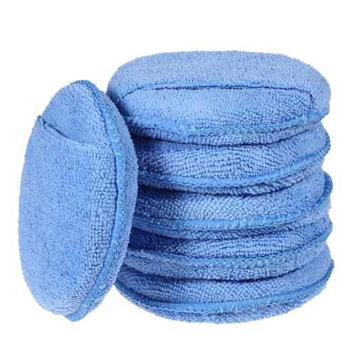 6 Stück Mikrofaser Wachs Applikatorpads Mikrofaser Applikatorpad Mit Fingertasche Mikrofasers Auto Handpolierschwamm Waschset Applikator Set für Sauberes Auto Autoglas(4.92 Zoll 12.5 cm)