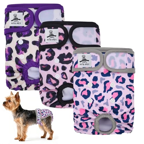 UFO PET Dog Period Heat Pants for Season Incontinence Super Absorbent Washable Dog Puppy Nappies Female X Small Doggy Knickers for Season 3 Pack