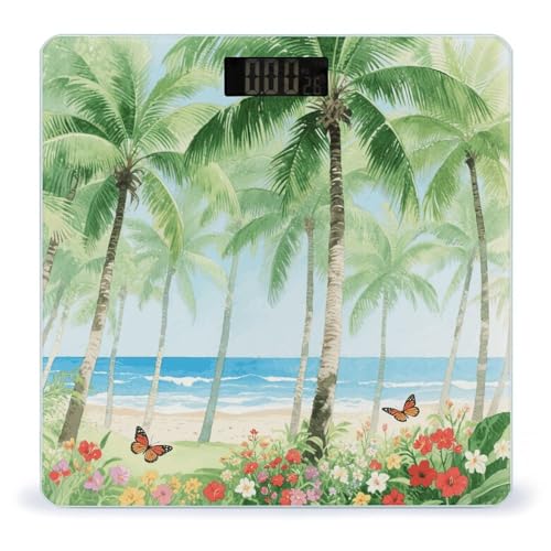 Báscula Digital de Baño Tropical Plants con Pantalla LED