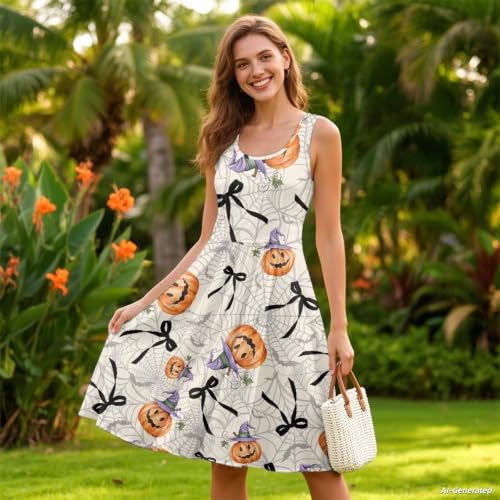 Image of Renewold Women's Sleeveless Tank Dress with Pockets, Casual Scoop Neck A-Line Sundress for Summer, Travel and Vacation