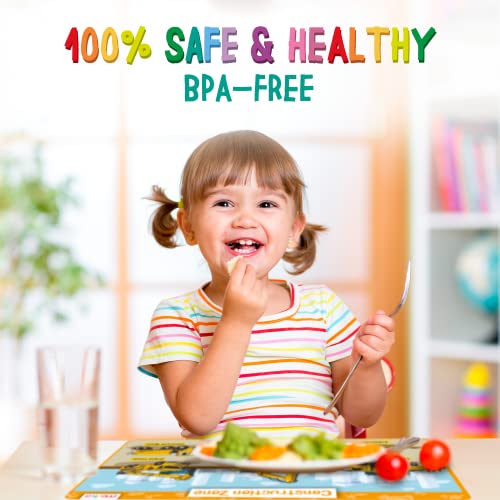 Merka Kids Placemat Educational Placemats For Toddlers Kids Placemats For Dining Table Set Of 4 Wipeable Silicone Transportation Mats Air Sea Town And Work Zone #TOP4