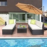 Polyratten Lounge 5 Teilig Sitzgruppe Gartenmöbel Garnitur für 3-4 Personen - 8