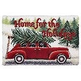 DIY Latch Hook Kits Yarn Kits Rug Pattern Arts and Crafts Crochet Needlework（Christmas Car：25x16in/62X40CM）