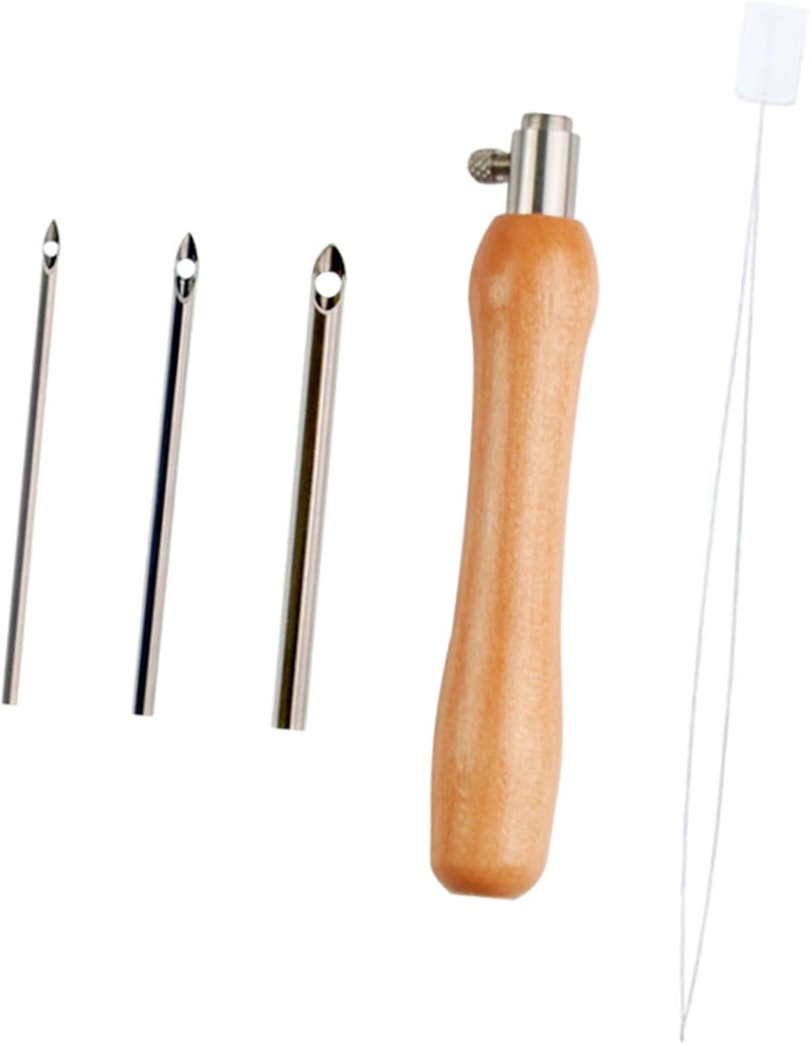 OHPHCALL Embroidery Punch Needle Kit 1 Set of Felting Needle Replacement Heads Wooden Handle for