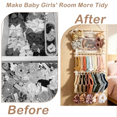 Image of kangaroo Headband Holder Hair Bows Organizer for Baby Girls Large Capacity Bow Holder Hair Accessories Wall Hanging Organizer for Toddler Baby Girl Nursery Room Decor