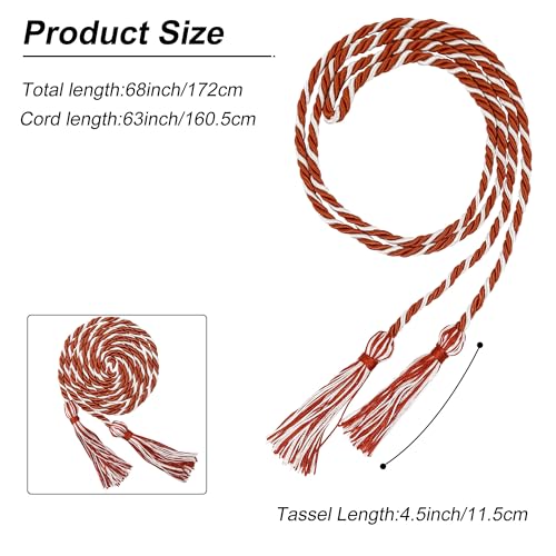 Image of GraduationMall Graduation Honor Cords 68 inch (Dark Orange White)