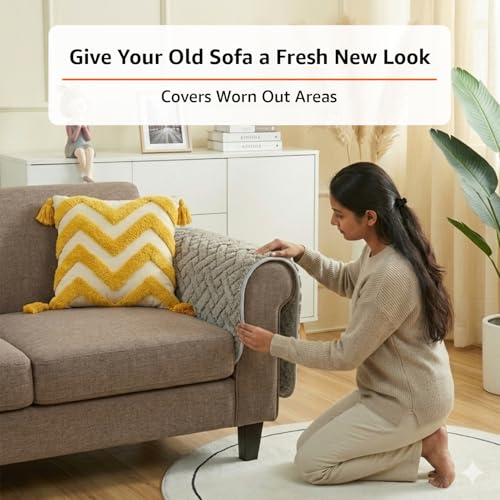 Image of Amazon Basics - Jacquard Quilted Make Your Own Sofa Cover |70cm x 70cm| Microfiber Sofa Slipcover | 350 GSM (2 Armrest)