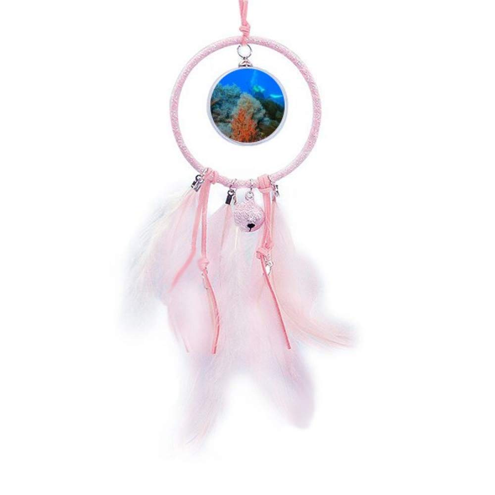 Atrapasueños de coral marino con campana pequeña para decoración de dormitorio