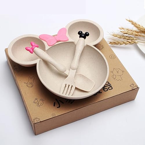 Juego de vajilla de 3 piezas para bebés de Minnie y Mickey Mouse, platos con forma bonita con tenedor y cuchara, utensilios de alimentación sin BPA para niños de 1 a 3 años Juego de vajilla de 3 piezas para bebés de Minnie y Mickey Mouse, platos con forma bonita con tenedor y cuchara, utensilios de alimentación sin BPA para niños de 1 a 3 años