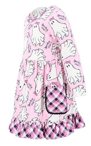 Unique Baby Girls Long Sleeve Ruffled Dresses for Toddlers and Kids 5 Years Halloween Spooky One2